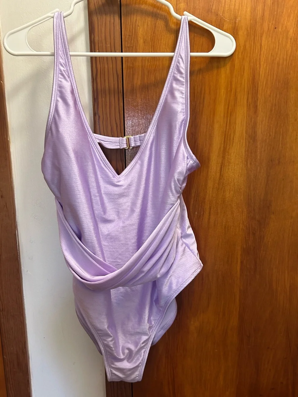 Lilac One-Piece Swimsuit with Draped Waist